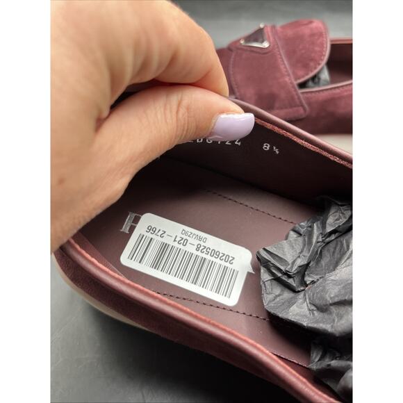 PRADA Suede Slip-On Loafers Logo Dress Shoes Men Prada Shoes Burgundy NWOTB READ main image 15